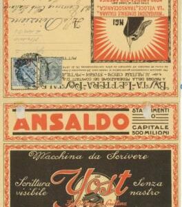 P0545 - ITALY - POSTAL HISTORY - BLP ADVERTISING COVER TOOTHPASTE typewriters