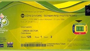 C2340- Vecchio BIGLIETTO PARTITA CALCIO 2006 COTE D'IVOIRE