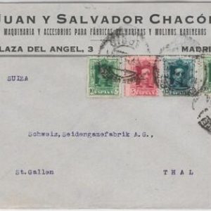 41636 - SPAIN España - Postal History - VAZQUEZ tricolor on COVER to SWITZERLAND