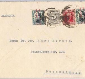 41653 - SPAIN - Postal History - MIXED FRANKING on COVER  to GERMANY - Revenue