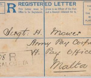66039 - INDIA - Postal History -  REGISTERED STATIONERY COVER to MALTA 1893