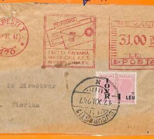 99477 - ROMANIA - Postal History - Revenue TAX stamp on TELEGRAM WRAPPER  1947