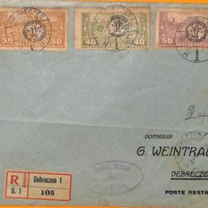 99475 - ROMANIA  - Postal History - Hungary overprinted stamps REGISTERED COVER