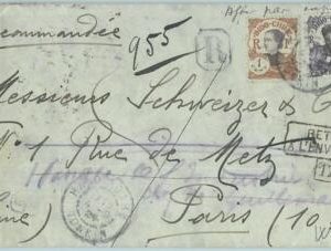 67667 - INDOCHINE - Postal History -  REGISTERED COVER to PARIS Forwarded 1924