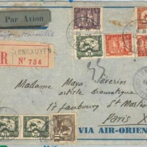 71008 - INDOCHINE - Postal History -  1935 AIRMAIL COVER to PARIS - LONGHI 2809