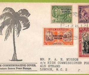 39882 - WESTERN SAMOA  - Postal History -  FDC Cover to UK 1946 PEACE