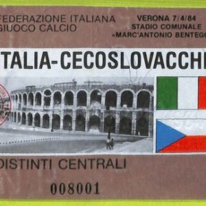 C2552- Vecchio BIGLIETTO PARTITA CALCIO 1984 ITALIA VS CECOSLOVACCHIA