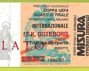 C2578- Vecchio BIGLIETTO PARTITA CALCIO 1987 INTER VS I.F.K.GOTEBORG