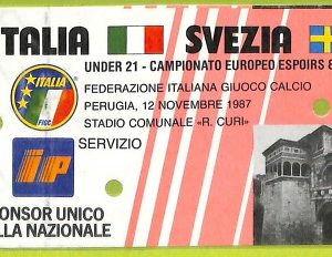 C2582- Vecchio BIGLIETTO PARTITA CALCIO 1987 ITALIA VS SVEZIA