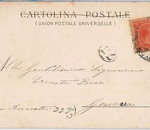 41823 - España - HISTORIA POSTAL: Edifil # 218 PELON sobre POSTAL a ITALIA 1900