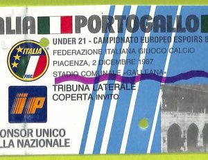 C2586- Vecchio BIGLIETTO PARTITA CALCIO 1987 ITALIA VS PORTUGALLO