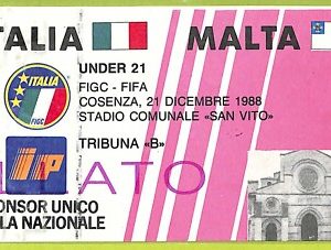 C2591- Vecchio BIGLIETTO PARTITA CALCIO 1988 ITALIA VS MALTA