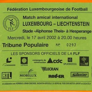 C0583- Vecchio BIGLIETTO PARTITA CALCIO - LUXEMBOURG VS LIECHTENSTEIN