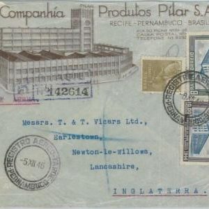 74409 - BRAZIL - POSTAL HISTORY - ADVERTISING COVER registered to UK - 1946