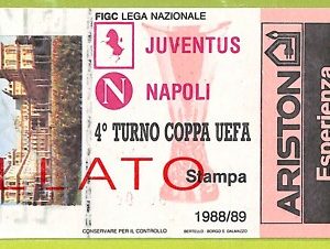 C2601- Vecchio BIGLIETTO PARTITA CALCIO 1988-1989 JUVENTUS VS NAPOLI