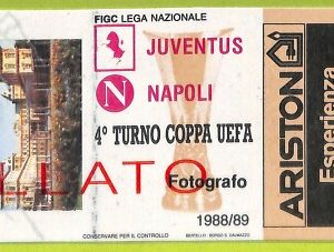 C2604- Vecchio BIGLIETTO PARTITA CALCIO 1988-1989 JUVENTUS VS NAPOLI