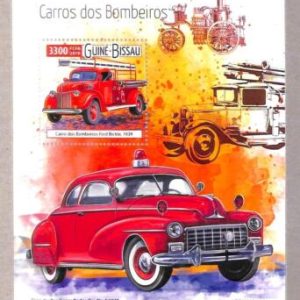 A1844 - GUINEA BISSAU, ERROR: MISSPERF, SOUVENIR SHEET - 2019, Firetrucks, Dodge