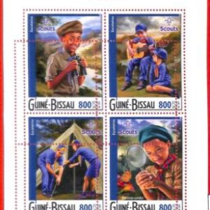A1834 -GUINEA BISSAU, ERROR: MISSPERF, M/S -2019 Boy Scouts, Butterflies, Guitar