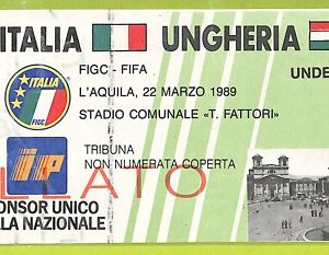 C2607- Vecchio BIGLIETTO PARTITA CALCIO 1989 ITALIA VS UNGHERIA