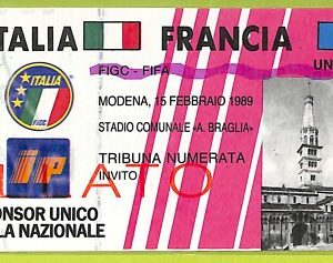 C2611- Vecchio BIGLIETTO PARTITA CALCIO 1989 ITALIA VS FRANCIA