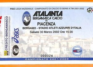 C0600- Vecchio BIGLIETTO PARTITA CALCIO - ATALANTA VS PIACENZA