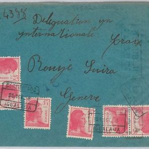46288 España - HISTORIA POSTAL:   CARTA CERTIFICADA  de  IGUALADA a  SUIZA  1938