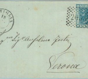 85827 - REGNO - STORIA POSTALE  Annullo NUMERALE su BUSTA: OSTIGLIA Mantova 1873