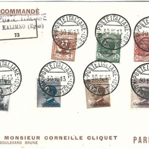 71523 -  colonie Italiane EGEO: CALINO - Sassone 1/7 su BUSTA RACCOMANDATA  1913