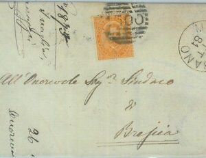 85828 - REGNO - STORIA POSTALE  Annullo NUMERALE  : MONZAMBANO Mantova 1881