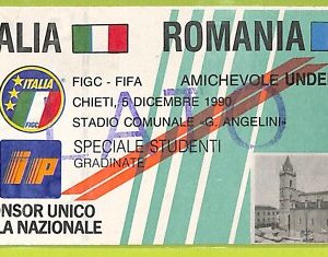 C2623- Vecchio BIGLIETTO PARTITA CALCIO 1990 ITALIA VS ROMANIA