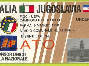 C2624- Vecchio BIGLIETTO PARTITA CALCIO 1990 ITALIA VS JUGOSLAVIA