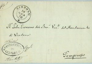 85829  - REGNO - STORIA POSTALE -  BUSTA in franchigia da  GIZZOLO Mantova 1870
