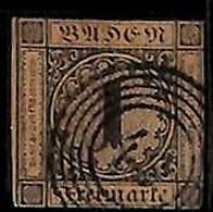 94904 - 2fD - GERMANY Baden - STAMP  -  Michel  #  1b  -  USED