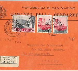 47760 - SAN MARINO - Storia Postale: BUSTA  Raccomandata dal COMANDO GENDARMERIA