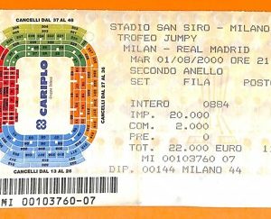 C0611- Vecchio BIGLIETTO PARTITA CALCIO - MILAN VS REAL MADRID