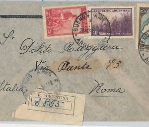 43417  - ARGENTINA - Postal History - REGISTERED  COVER to ITALY via AIR FRANCE