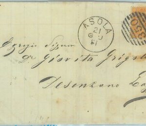 85839 - REGNO - STORIA POSTALE - Annullo NUMERALE su BUSTA: ASOLA Mantova 1851