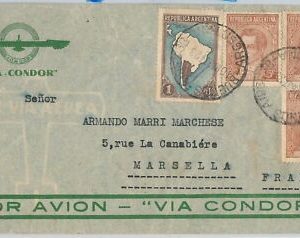 43432  - ARGENTINA - Postal History - AIRMAIL COVER  to FRANCE  Via condor 1937