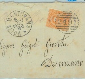 85840 - REGNO - STORIA POSTALE - Annullo NUMERALE su BUSTA: VOLTA Mantovana 1886