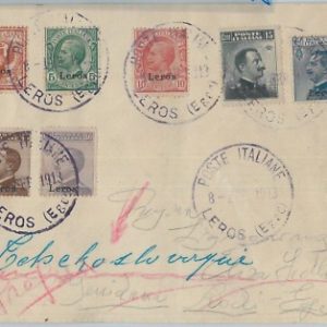 71534 -  colonie Italiane EGEO: LERO Leros - Sassone 1/7 su BUSTA  1913