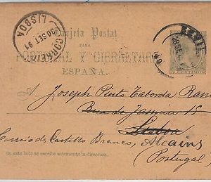 41810 - España - HISTORIA POSTAL:  ENTERO POSTAL de SEVILLA a PORTUGAL 1891