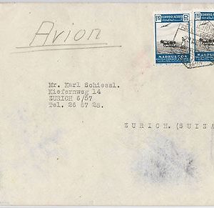 45053 - MARRUECOS Español  - HISTORIA POSTAL: CARTA de TETUAN para SUIZA  1953