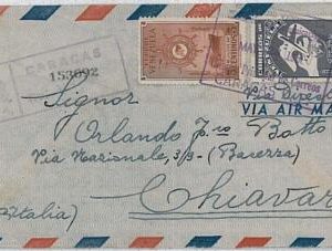 37577  - VENEZUELA - POSTAL HISTORY - REGISTERED COVER to ITALY - 1950 BIRDS