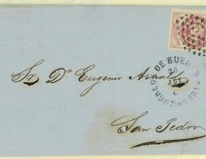 BK1750 - ARGENTINA - POSTAL HISTORY - Yvert # 5d on EARLY COVER 1862 G Bolaffi