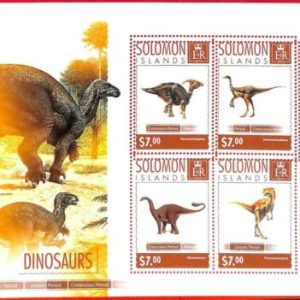 A4889 - SALOMONINSELN - ERROR MIPERF, Miniatur s: 2014 Dinosaurier,...