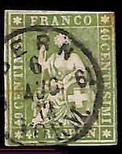95002bG -  SWITZERLAND - STAMP - Zumstein # 26C or 26G - Very Fine  USED
