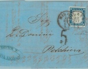 83470 -  STATI: SARDEGNA - STORIA POSTALE: Sass # 15 Dc STAMPA POVERA su Busta