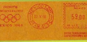 ZA1329 - Mexico - Postal History - Red POSTMARK on CUT-OUT : Olympic Games -1968