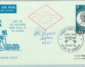 83257 - SAMOA - Postal History - SPECIAL FLIGHT Papal Visit SIGNED by PILOT 1970