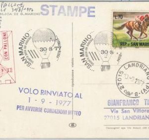 65315 - SAN MARINO - Postal History -  BALLOON FLIGHT special postmark 1977